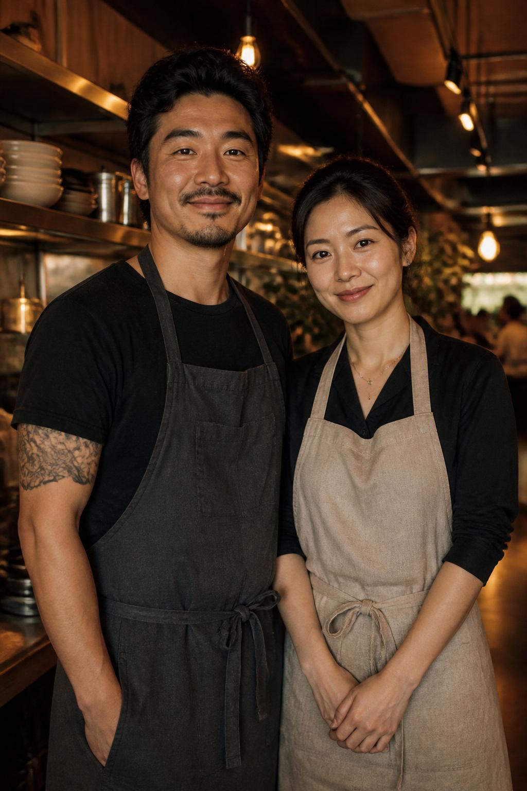 Chefs Huy and Yeonjee, owners of Saigeoul